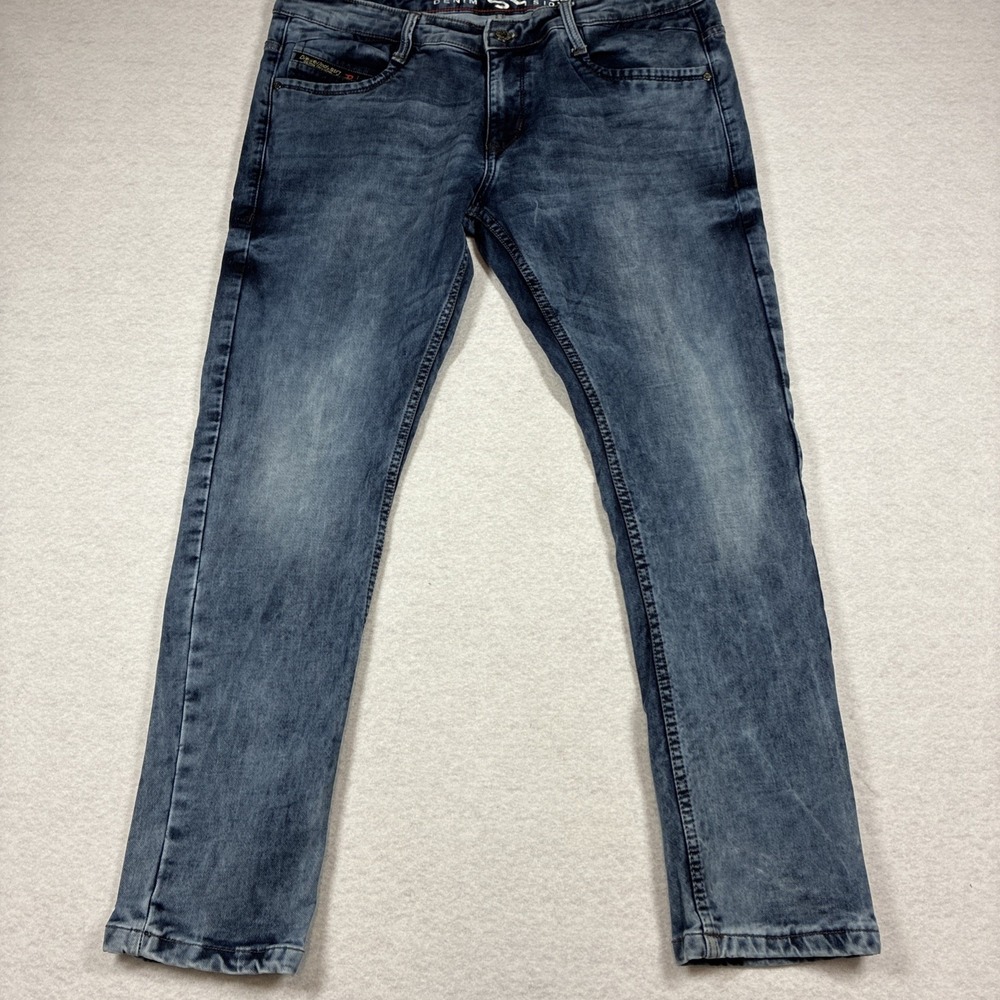 Diesel Industry Vyker Jeans Mens 38x28 Blue Slim Skinny Stretch Distressed Faded